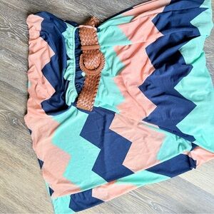 Chevron Pattern Skirt with Belt